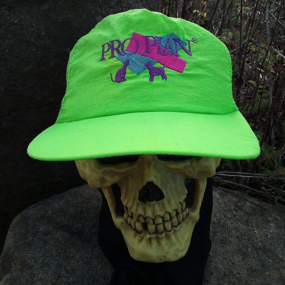 Vintage Purina Pro Plan Pet Food Neon Snap Back Hat